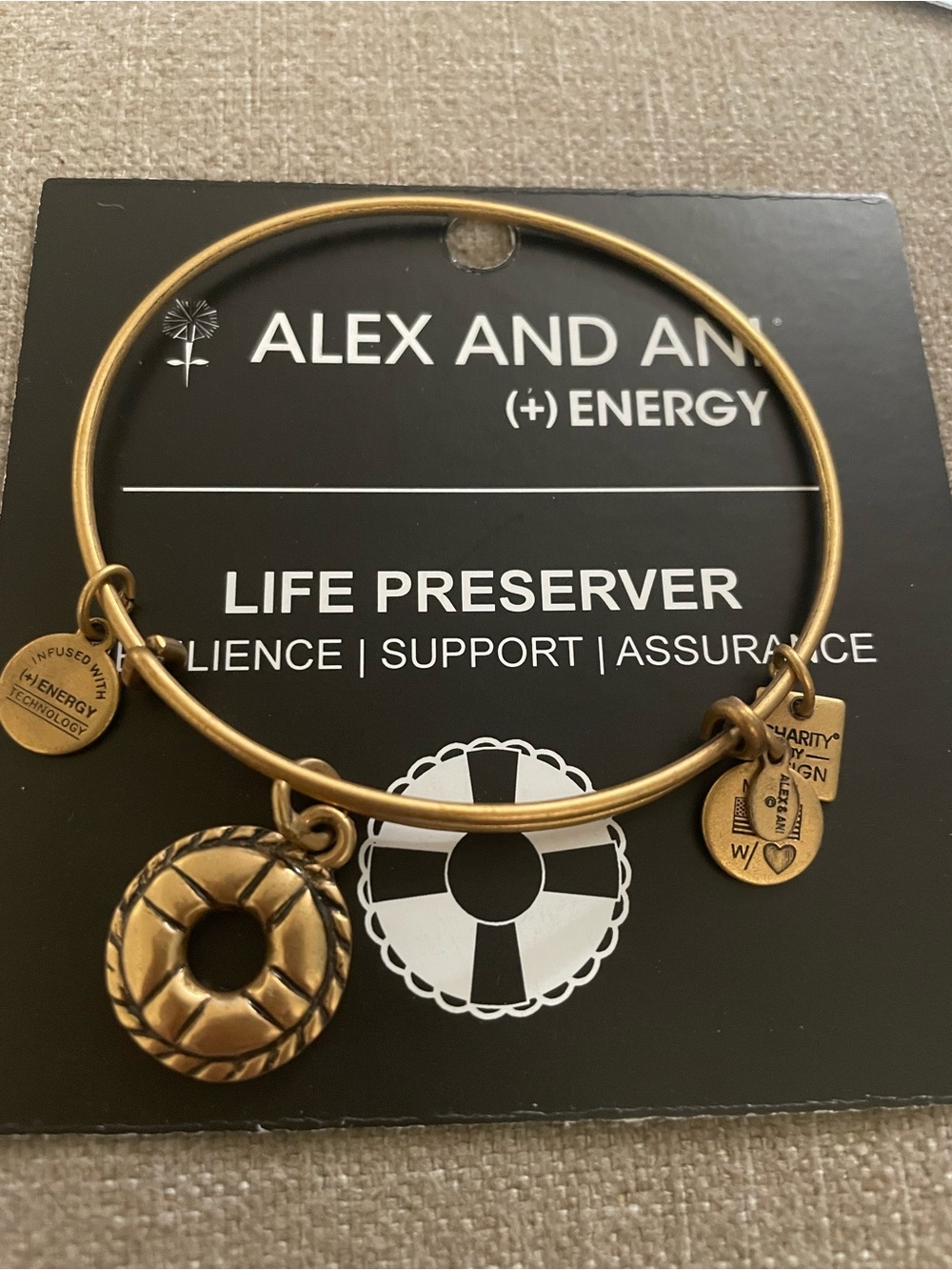 Alex and Ani Gold Nautical Life Preserver Charm Bangle